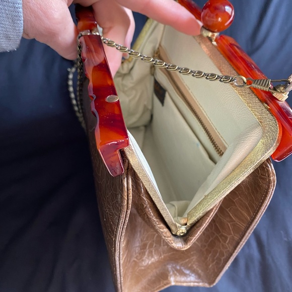 Vintage 40-50s crocodile or alligator with Bakelite closer on top - Picture 4 of 8